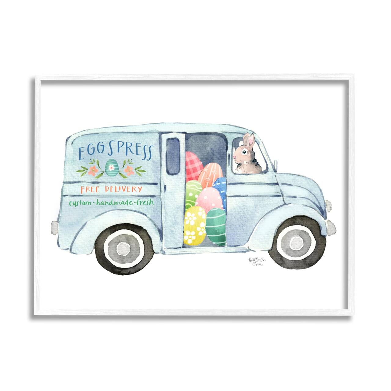 Stupell Industries Patterned Easter Eggs Truck Holiday Bunny Painting Framed Giclee Art